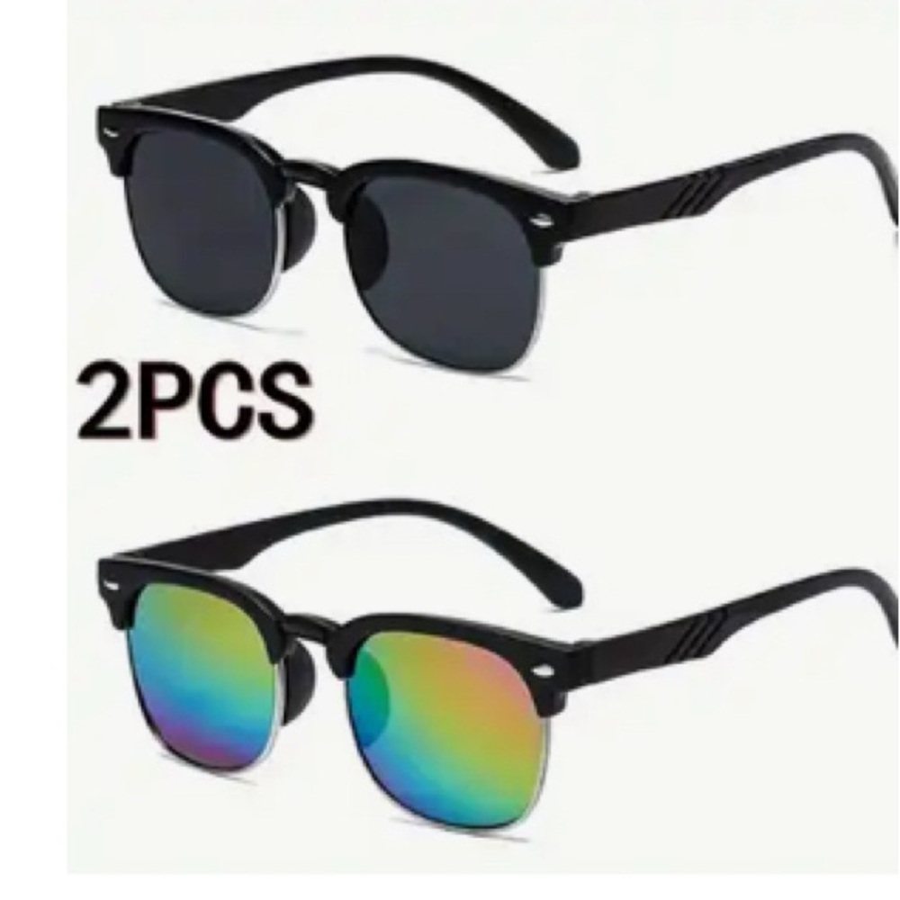 Trendy Black and Rainbow Sunglasses Set